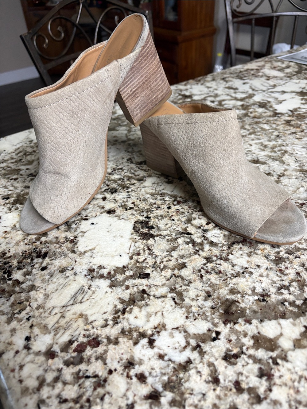 Franco Sarto Open-Toe Leather Mules - Beige